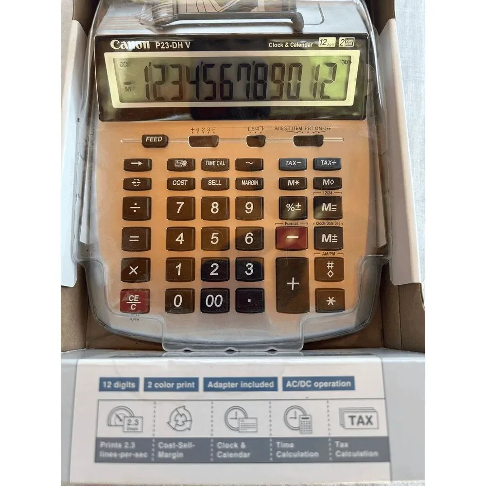 Canon P23-DH V Mini Desktop Printing Calculator NIB